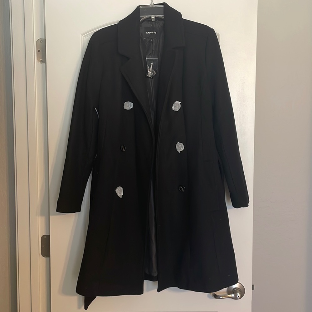 Belted wool blend trench coat